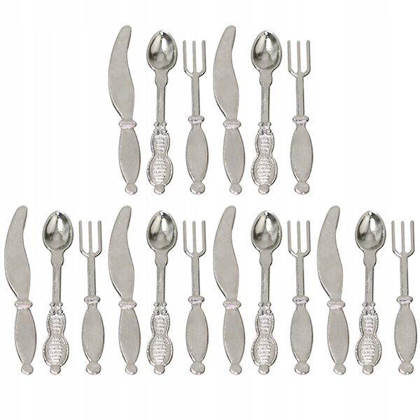 Set 6 Miniature Posate in Metallo Argento per Casa delle Bambole e Decorazioni