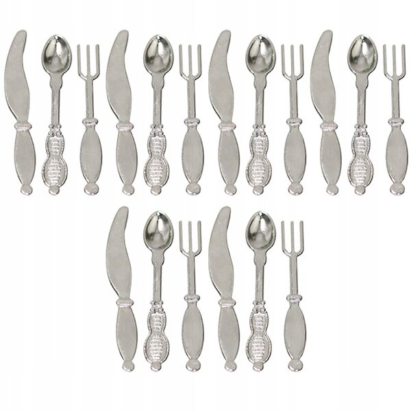 Set 6 Miniature Posate in Metallo Argento per Casa delle Bambole e Decorazioni