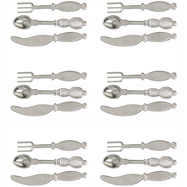 Set 6 Miniature Posate in Metallo Argento per Casa delle Bambole e Decorazioni