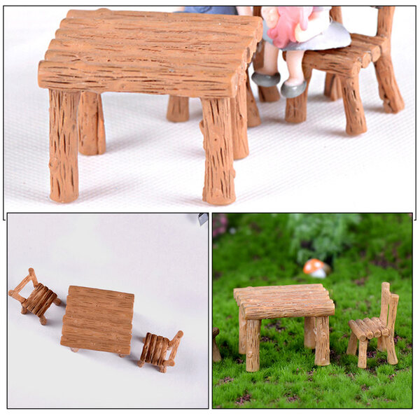 Set Miniature Mobili Resinati Eleganti per Casa delle Bambole - Tavolo e Sedie