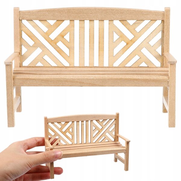 Mini modello panchina in legno per casa delle bambole, decorazione realistica