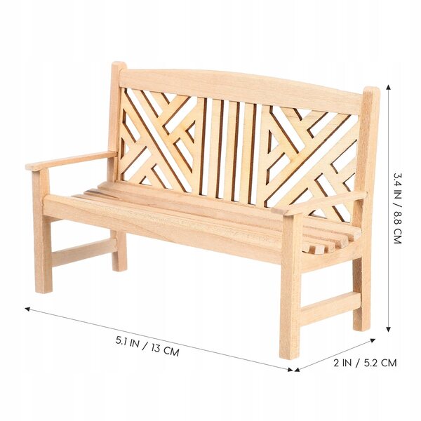 Mini modello panchina in legno per casa delle bambole, decorazione realistica