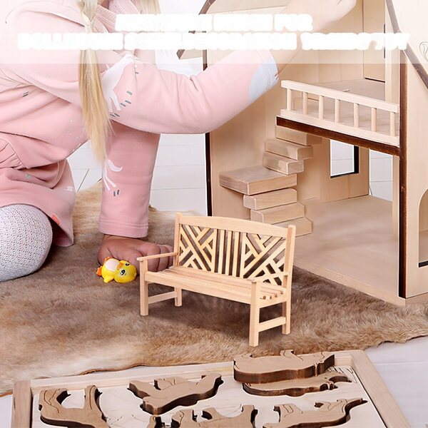 Mini modello panchina in legno per casa delle bambole, decorazione realistica