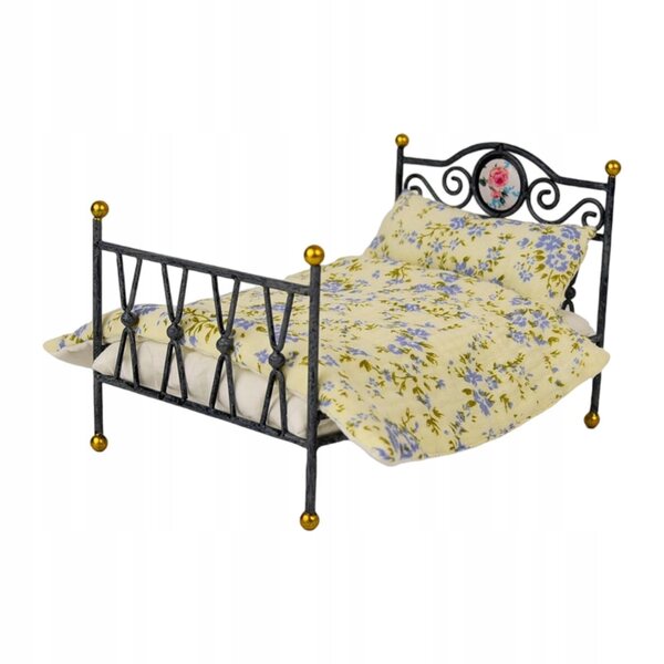 1:6 Puppenhausbett aus Eisen und Baumwolle, Miniatur für Dekorationen
