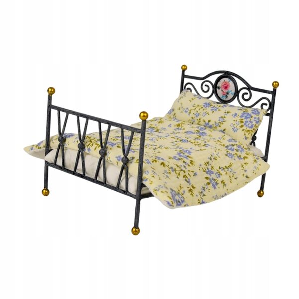 1:6 Puppenhausbett aus Eisen und Baumwolle, Miniatur für Dekorationen