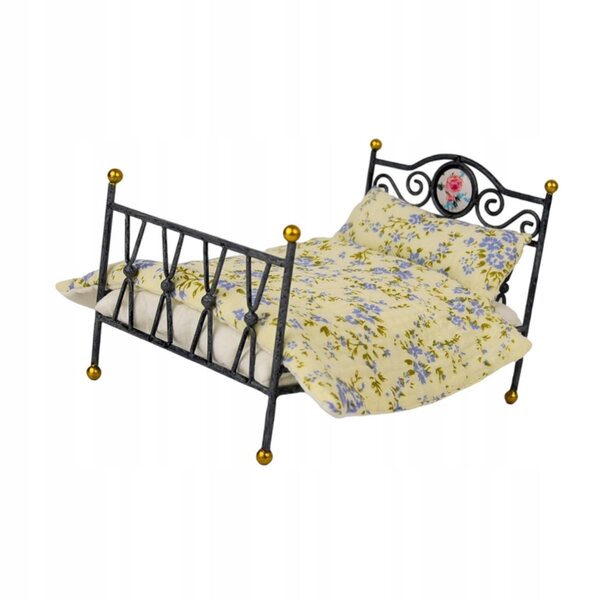 1:6 Puppenhausbett aus Eisen und Baumwolle, Miniatur für Dekorationen