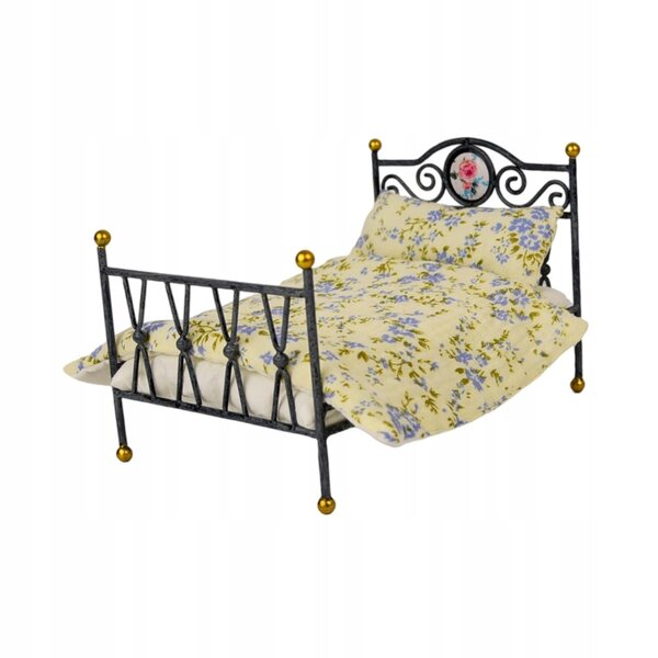 1:6 Puppenhausbett aus Eisen und Baumwolle, Miniatur für Dekorationen