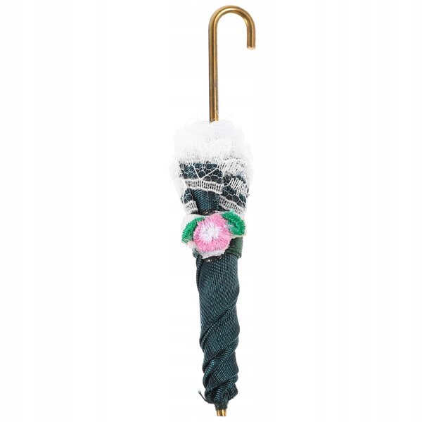 Miniatura Parasole Decorativo per Casa delle Bambole Verde Scuro 8,5 cm