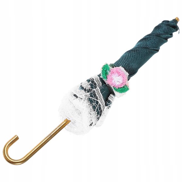 Miniature dekorativ parasol til dukkehus Mørkegrøn 8,5 cm