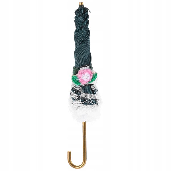 Miniature dekorativ parasol til dukkehus Mørkegrøn 8,5 cm