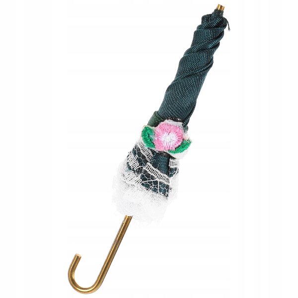Miniature dekorativ parasol til dukkehus Mørkegrøn 8,5 cm