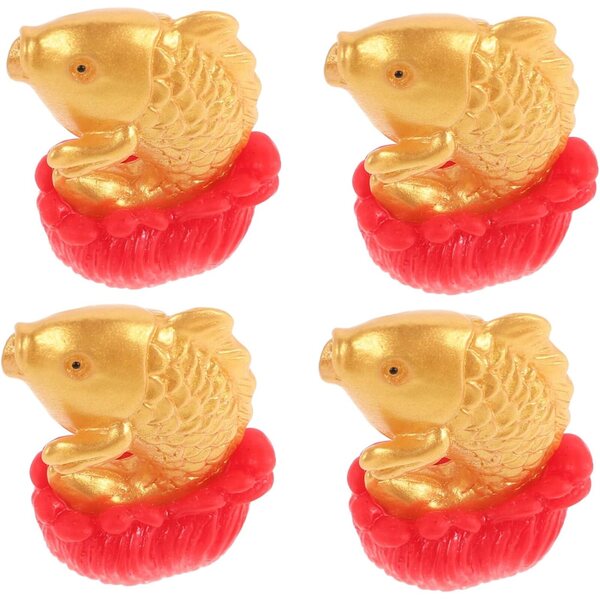 YARNOW 4 statuette miniatura pesce koi resina per decorazioni Feng Shui casa e ufficio