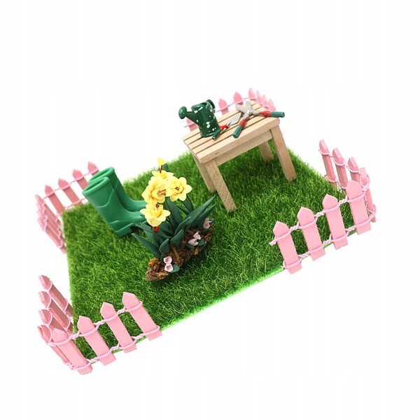 Dekoratives Miniatur-Gartenset für Puppenhaus aus Holz und Harz