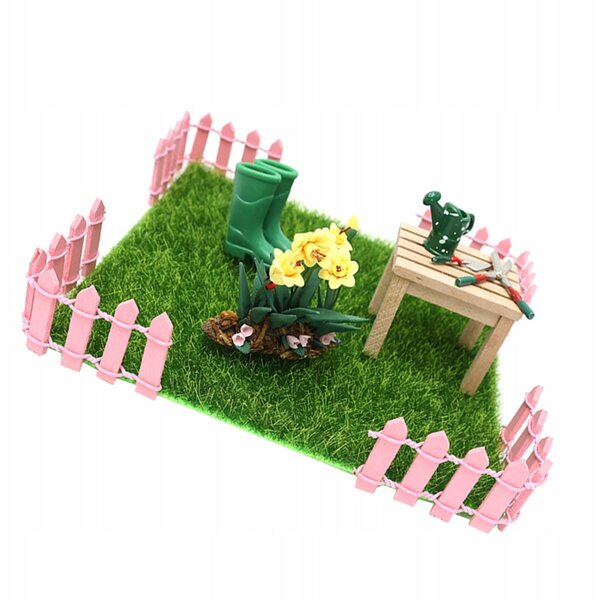 Dekoratives Miniatur-Gartenset für Puppenhaus aus Holz und Harz