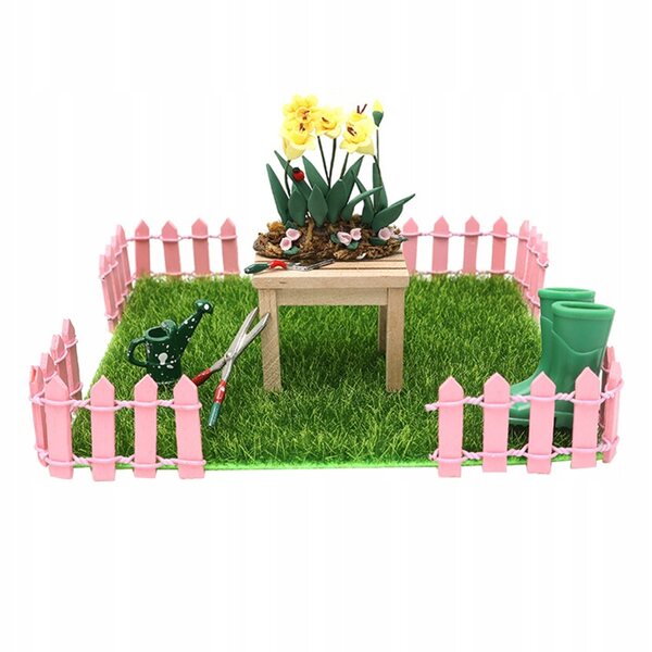 Dekoratives Miniatur-Gartenset für Puppenhaus aus Holz und Harz