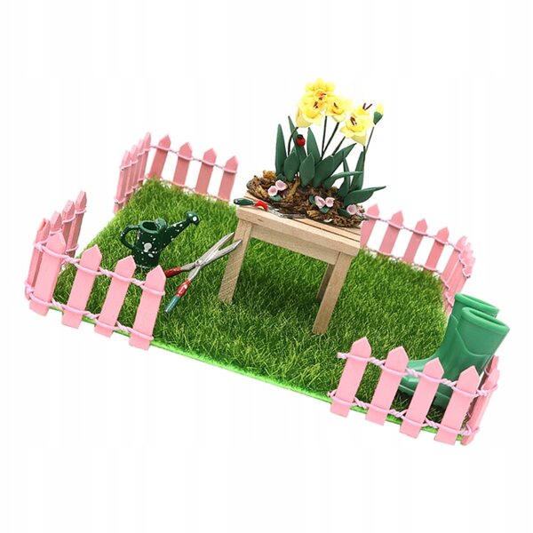 Dekoratives Miniatur-Gartenset für Puppenhaus aus Holz und Harz