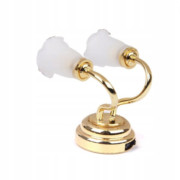 Lampada LED a Doppia Testa per Miniature 1:12 con Batteria a Litio e Base Dorata