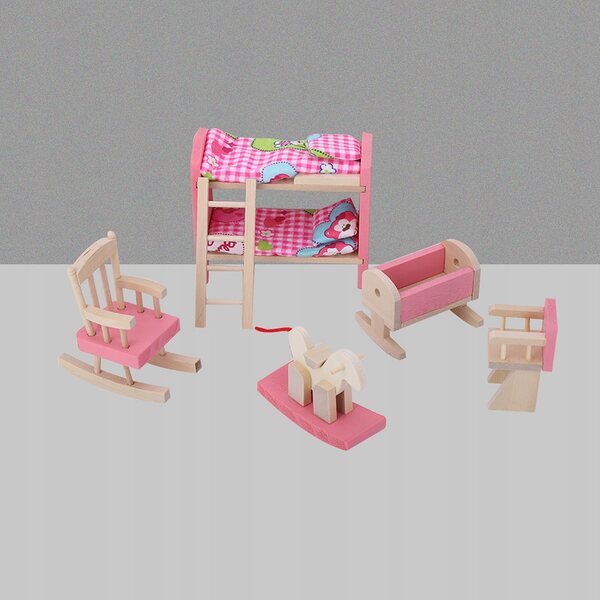 Holzmöbel-Set für Puppenhaus im Maßstab 1:12 – Wohnzimmer und Schlafzimmer