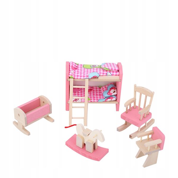 Holzmöbel-Set für Puppenhaus im Maßstab 1:12 – Wohnzimmer und Schlafzimmer
