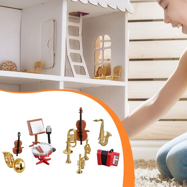 Miniatuur muziekinstrumenten voor poppenhuisdecoratie realistisch 1:12