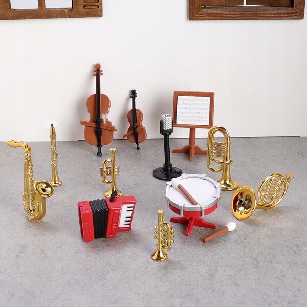 Miniatuur muziekinstrumenten voor poppenhuisdecoratie realistisch 1:12
