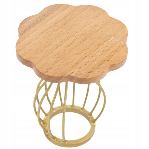 Mini Tavolino da Tè in Legno Beige per Case delle Bambole, Realistico e Dettagliato