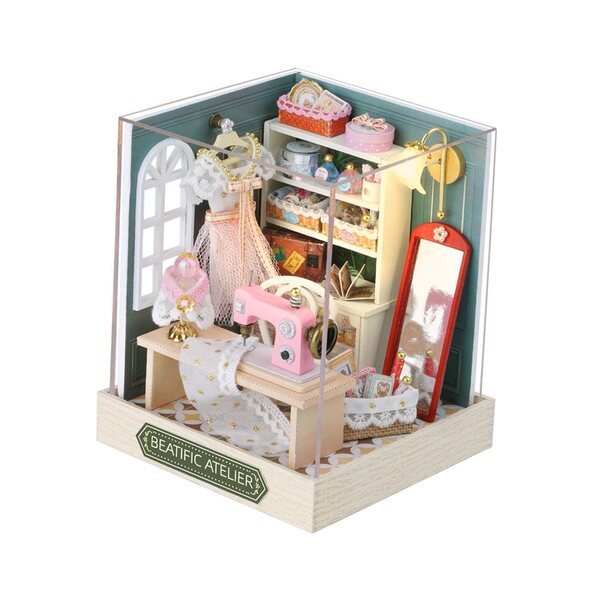 DIY Puppenhaus-Miniatur aus Holz mit Lichtern – kreatives und dekoratives Set