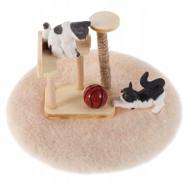 Hölzernes Katzen-Miniatur-Set mit Drapak für Puppenhaus – kreatives Zubehör
