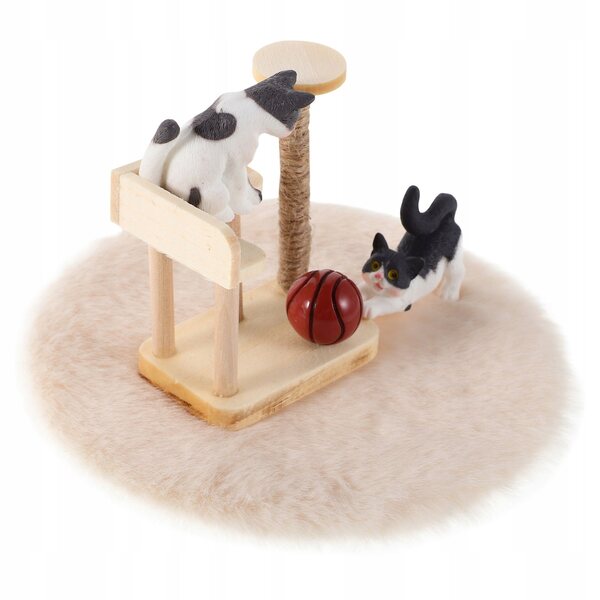 Hölzernes Katzen-Miniatur-Set mit Drapak für Puppenhaus – kreatives Zubehör