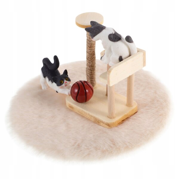 Hölzernes Katzen-Miniatur-Set mit Drapak für Puppenhaus – kreatives Zubehör