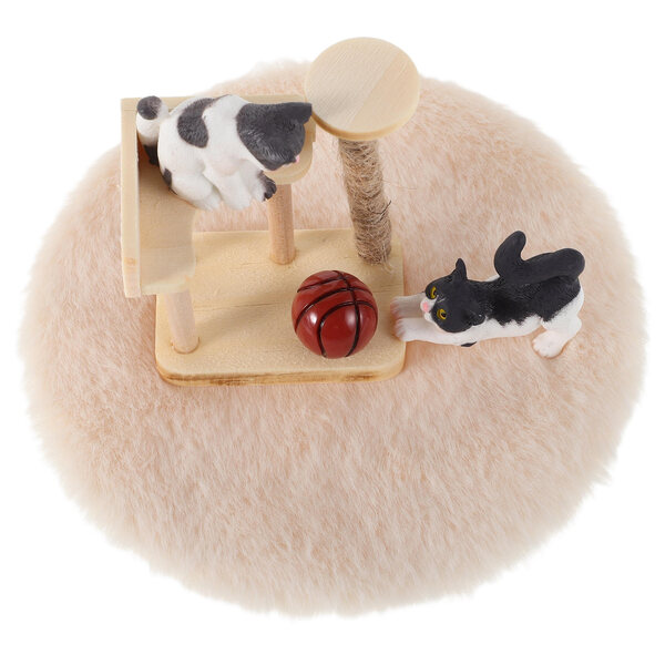 Hölzernes Katzen-Miniatur-Set mit Drapak für Puppenhaus – kreatives Zubehör