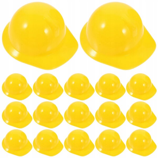 Mini casco da costruzione in plastica gialla per decorazione mini bambole 30 pezzi