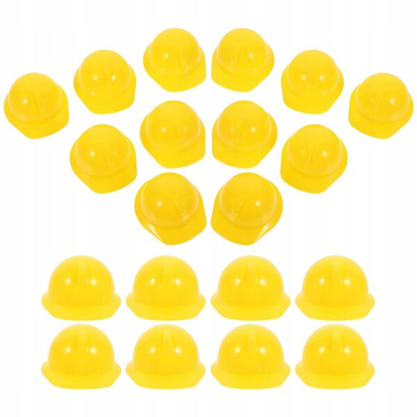 Mini casco da costruzione in plastica gialla per decorazione mini bambole 30 pezzi
