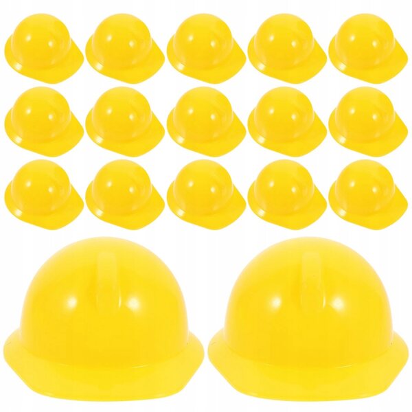 Mini casco da costruzione in plastica gialla per decorazione mini bambole 30 pezzi