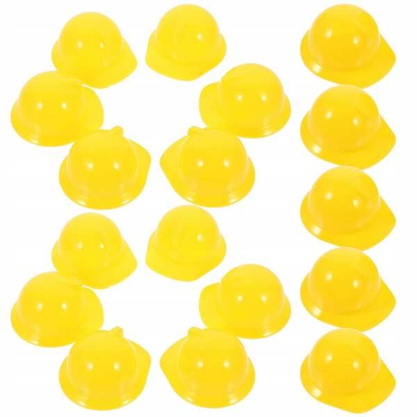 Mini casco da costruzione in plastica gialla per decorazione mini bambole 30 pezzi
