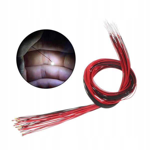 Set 20 LED SMD 0805 bianche con filo saldato lunghezza 30 cm per modellismo