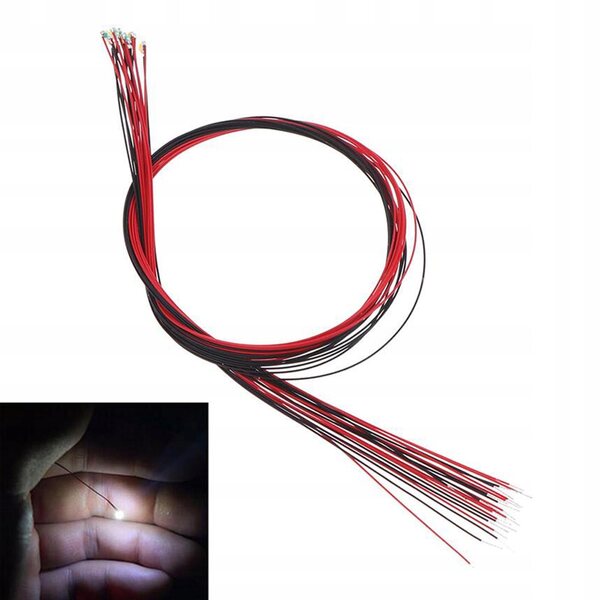 Set 20 LED SMD 0805 bianche con filo saldato lunghezza 30 cm per modellismo
