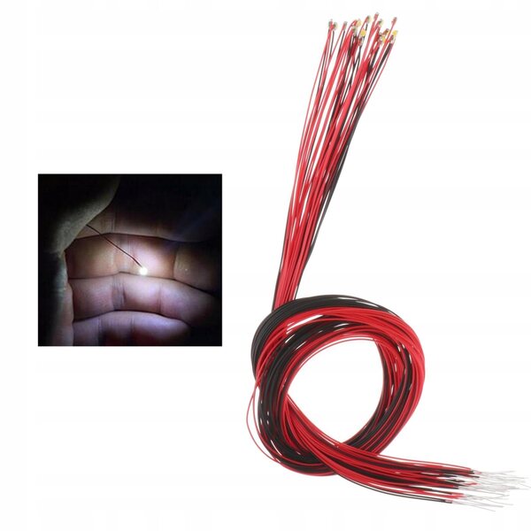 Set 20 LED SMD 0805 bianche con filo saldato lunghezza 30 cm per modellismo