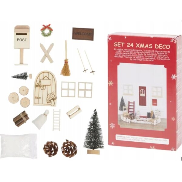 Mini decorazioni natalizie per casette di bambole con porta dello gnomo e accessori