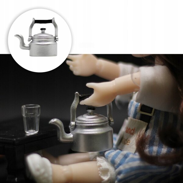 Miniaturisierer aus silbernem Metall: Mini-Küchenkessel für Dekorationen, 3,6 x 2,7 cm