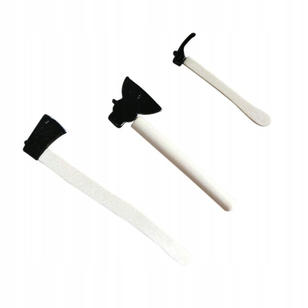 Lot de 3 mini haches de jardin décoratives en métal noir et bois