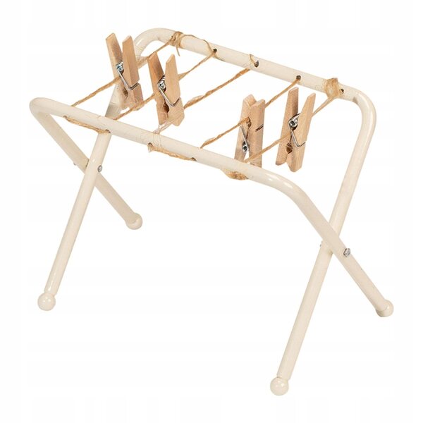 Suszarka per Bambole in Legno Bianco KingLine Miniatura 13x8x11 cm