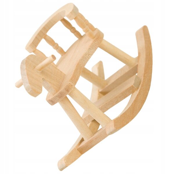 Beigefarbener Mini-Holzstuhl für Puppenhaus – Pferdemodell, 8,3 x 3,6 x 6,6 cm