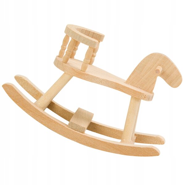 Beigefarbener Mini-Holzstuhl für Puppenhaus – Pferdemodell, 8,3 x 3,6 x 6,6 cm