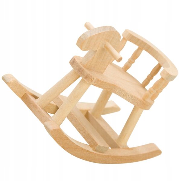 Beigefarbener Mini-Holzstuhl für Puppenhaus – Pferdemodell, 8,3 x 3,6 x 6,6 cm