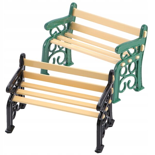 Lot de 2 bancs de jardin miniatures pour poupées, style rétro multicolore