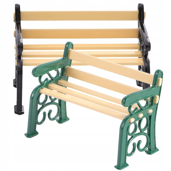 Lot de 2 bancs de jardin miniatures pour poupées, style rétro multicolore