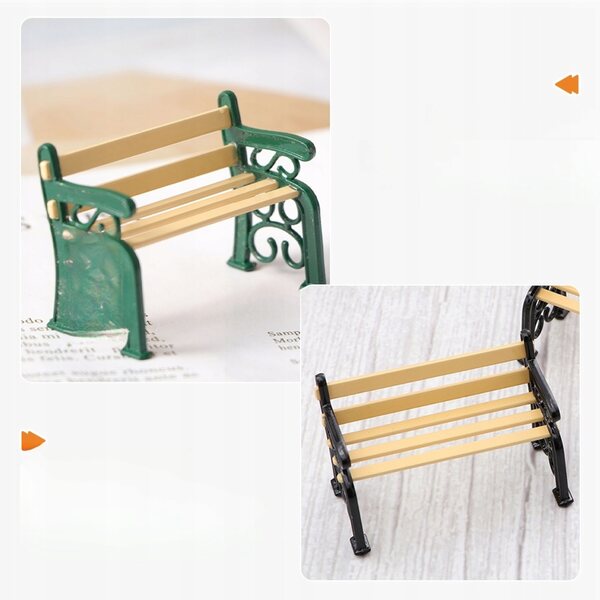 Lot de 2 bancs de jardin miniatures pour poupées, style rétro multicolore