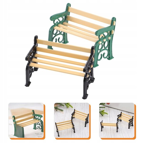 Lot de 2 bancs de jardin miniatures pour poupées, style rétro multicolore