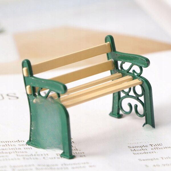 Lot de 2 bancs de jardin miniatures pour poupées, style rétro multicolore